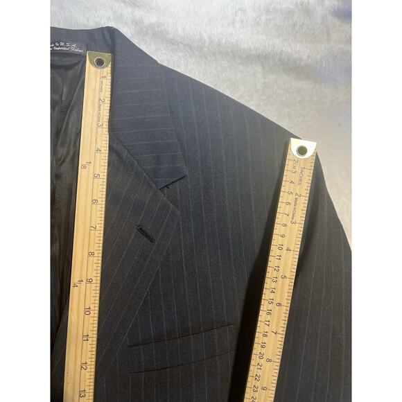 Vtg Society Brand by Hartmarx 44R Gray with Blue Red Chalk Stripe Blazer Jacket - Picture 13 of 16